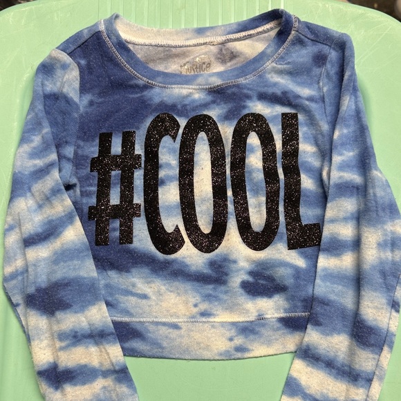 Justice Blue and White Tie-Dye #COOL long sleeve Top - Picture 1 of 6